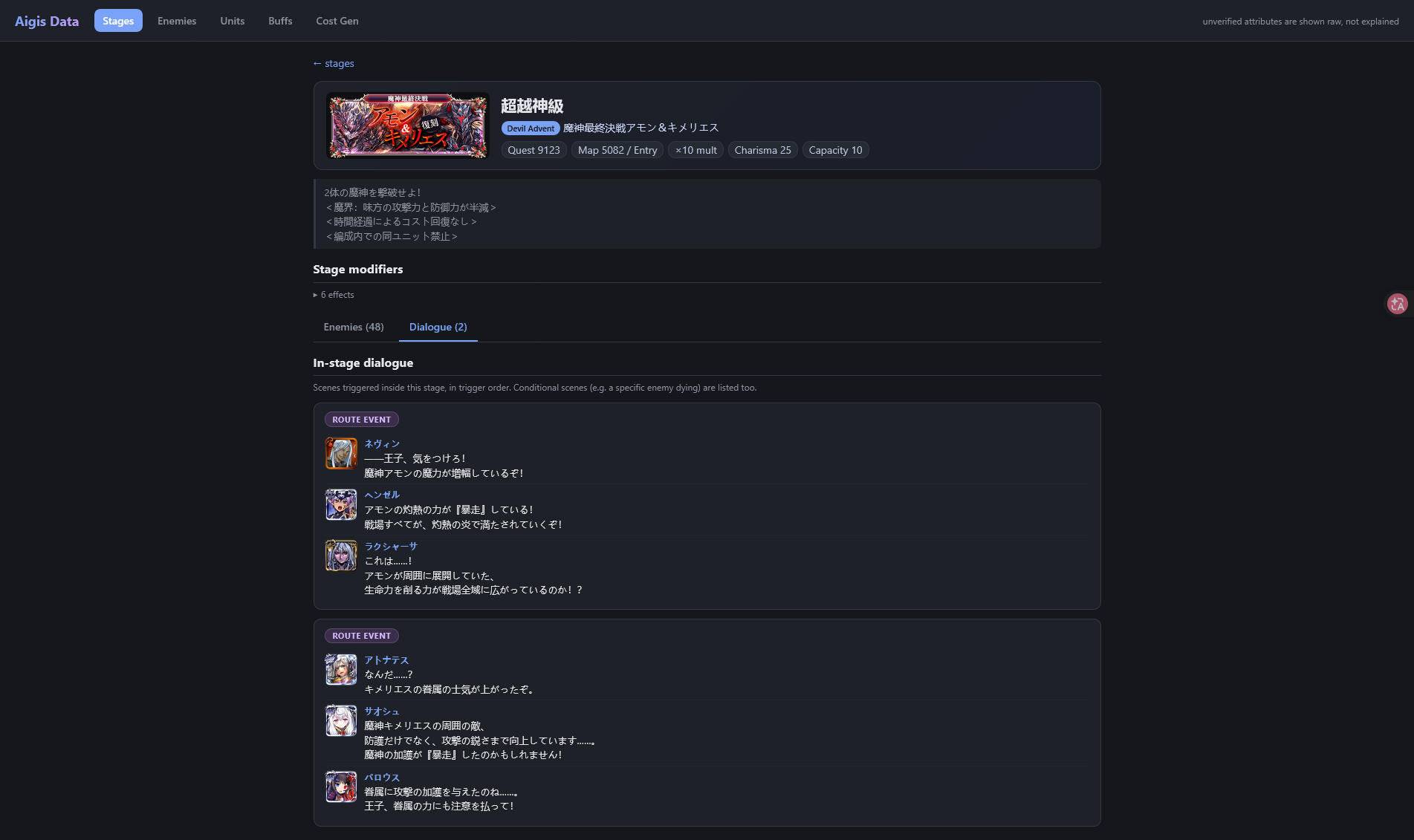 Aigis Tools stage overview and dialogue