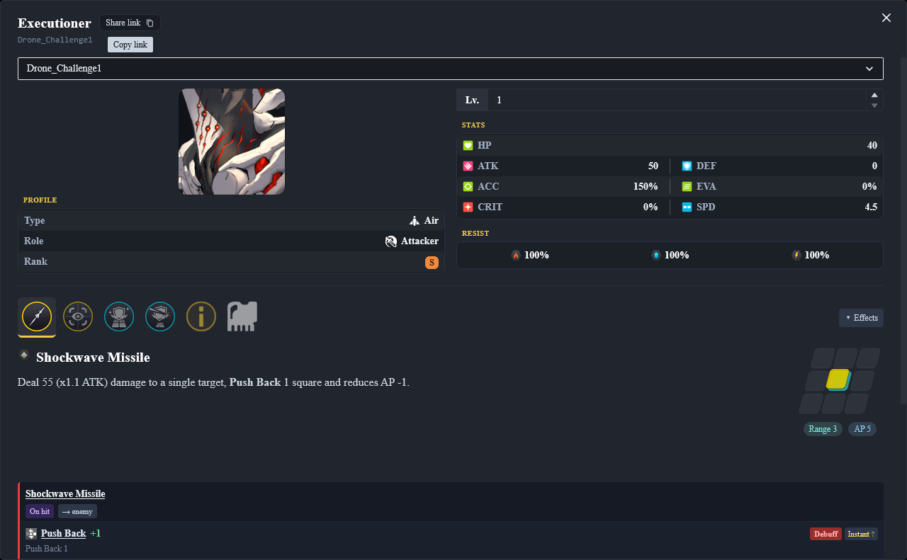 Last Origin Map enemy detail modal